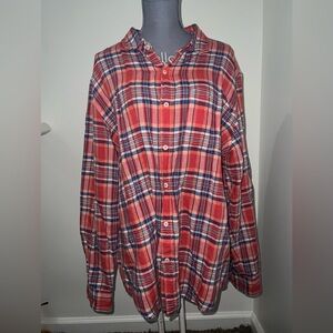 Red Plaid Button-Up Shirt